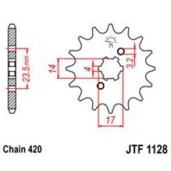 Звездочка передняя JT Sprockets (шаг 420 ) JT JTF1128